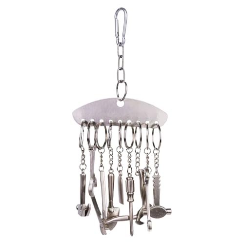 Edelstahl Vogelspielzeug - Heavy Duty Kauwerkzeug Set, Hängende Puzzle Spielset | Raffiniertes Silbermetall-Finish, Love Bird Futtersuche Spiel mit interaktiver langweiliger Beleuchtung Edelstahl Vogelspielzeug - Heavy Duty Kauwerkzeug Set, Hängende Puzzle Spielset | Raffiniertes Silbermetall-Finish, Love Bird Futtersuche Spiel mit interaktiver langweiliger Beleuchtung von ノーブランド品