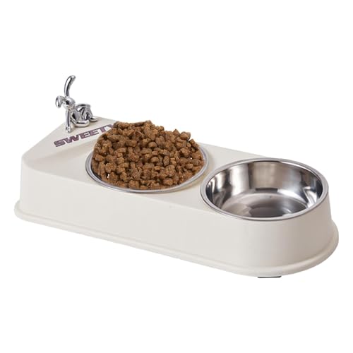 Edelstahlnapf, Futternapf Haustier Futternapf Hund Futternapf Rutschfester Haustiernapf Doppel Haustier Napf Katzenfutterschale Welpen Futternapf Wassernapf für Hund Rutschfester Hundenapf Wassernapf von ノーブランド品