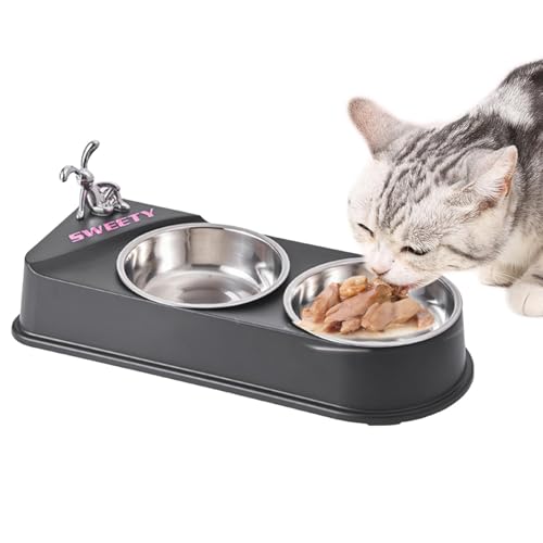 Edelstahlnapf Haustier Futternapf Hund Futternapf Haustier Futternapf Kleine Hundenapf Harz Haustier Schüssel Rutschfest Welpennapf Hundenapf Set Doppel Katzennapf Edelstahl Schüssel Katzennapf von ノーブランド品