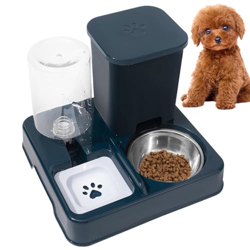 Katzenfutter und Wasserspender Set, Automatischer Katzenfutterspender und Wasser, Katzenfutterspender und Wasserspender 2 in 1 rutschfeste Haustiernapf | Abnehmbarer Tierfutter- und Wasserspender von ノーブランド品