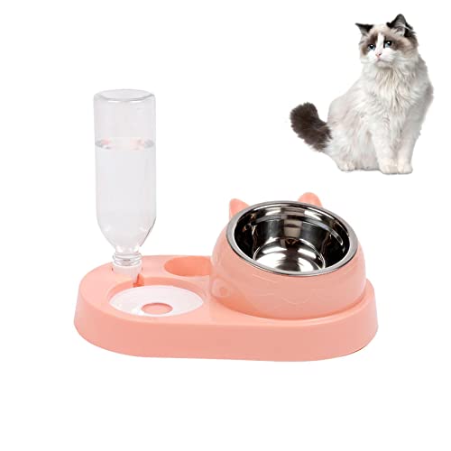 ?? ?? Katzenfutternapf | Erhöhte Futternäpfe für Katzen,Katzenfutter- und Wassernapf-Set mit automatischer Wasserflasche für kleine Katzen, Welpen und Hunde von 通用
