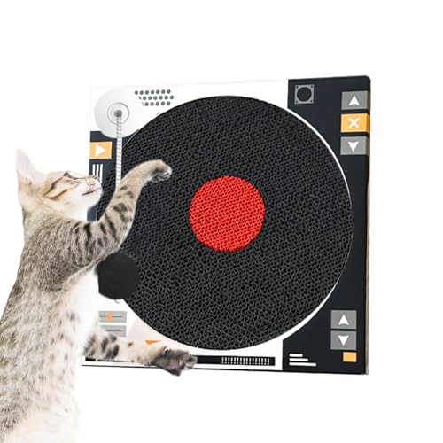 Katzenkratzbrett, Indoor Cat Claw Sharpener Pad - Cat Claw Sharpener Pad Classic Record Scratch Pad for Kittens | Record Player Decorative Cat Cat Cat Nip Scratcher with Spring Swing Ball Toy Katzenkratzbrett, Indoor Cat Claw Sharpener Pad - Cat Claw Sharpener Pad Classic Record Scratch Pad for Kittens | Record Player Decorative Cat Cat Cat Nip Scratcher with Spring Swing Ball Toy von ノーブランド品