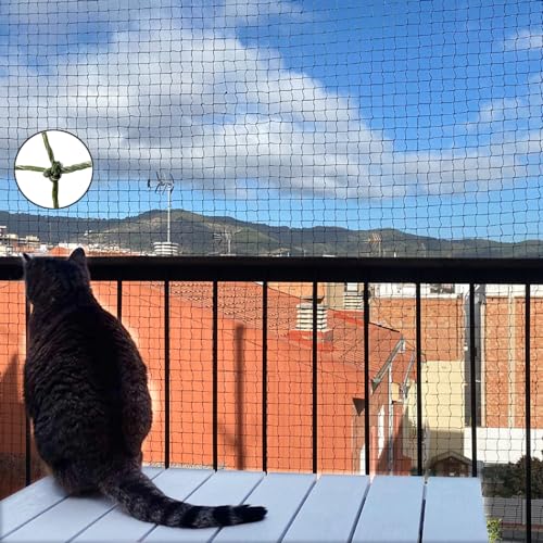 Ancecos Katzennetz für Balkon und Fenster drahtverstärkt, Katzennetz drahtverstärkt 2x1,5m, Bissfest; Olivgrün von Ancecos