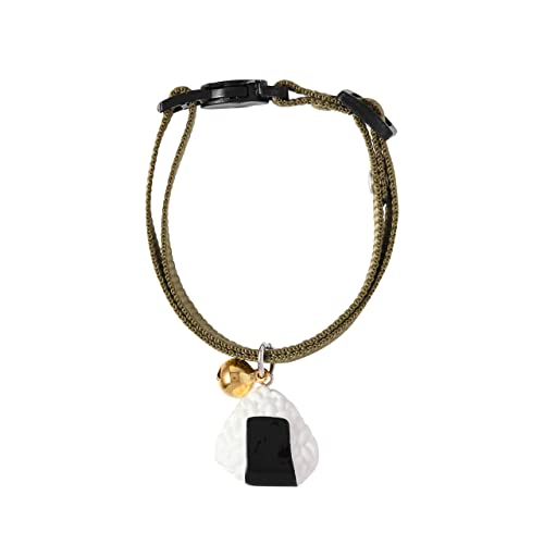 Kokoneko Honpo Großes Reiskugelhalsband, Ousubi-Charm, Schatzglocke, Sicherheitsschnalle im Lieferumfang enthalten, handgefertigt (Grasfarbe) von ここねこ本舗