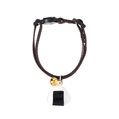 Kokoneko Honpo Großes Reiskugelhalsband, Ousubi Charm, Schatzglocke, Sicherheitsschnalle inklusive, handgefertigt (Braun) von ここねこ本舗