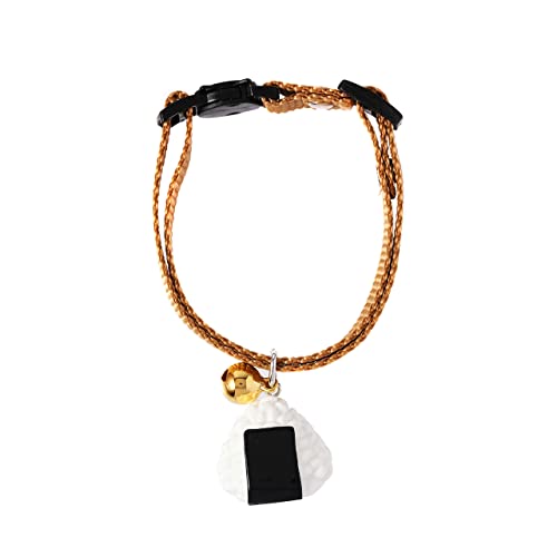 Kokoneko Honpo Großes Reiskugelhalsband, Ousubi Charm, Schatzglocke, Sicherheitsschnalle inklusive, handgefertigt (Hellbraun) von ここねこ本舗