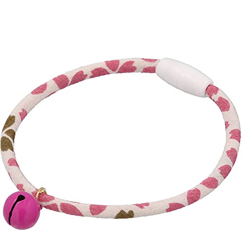 Kokoneko Honpo Katzenhalsband, Sicherheit Sicherheit mit Glocke, japanisches Muster, leicht, verstellbar, Made in Japan, handgefertigt (Blume lächelte, weiß) von ここねこ本舗