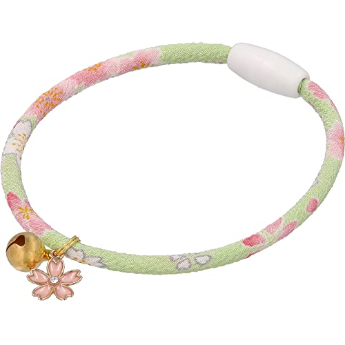 Kokoneko Honpo Katzenhalsband, Sicherheit Sicherheit mit Glocke, japanisches Muster, leicht, verstellbar, hergestellt in Japan, handgefertigt (Kirschblüten) von ここねこ本舗