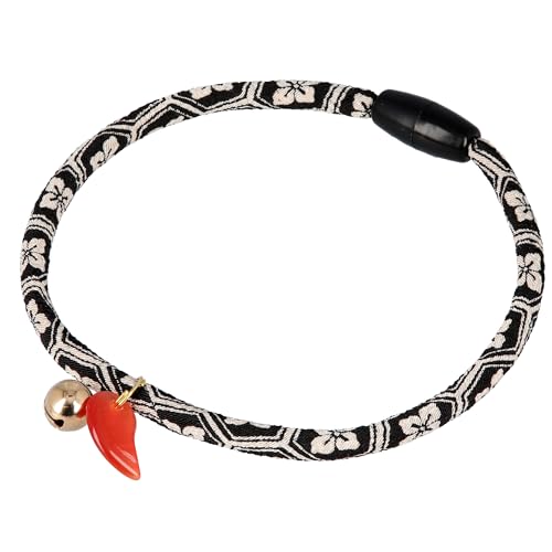 Kokoneko Honpo Katzenhalsband, Sicherheit Sicherheit mit Glocke, japanisches Muster, leicht, verstellbar, hergestellt in Japan, handgefertigt (Magatama, Rot) von ここねこ本舗