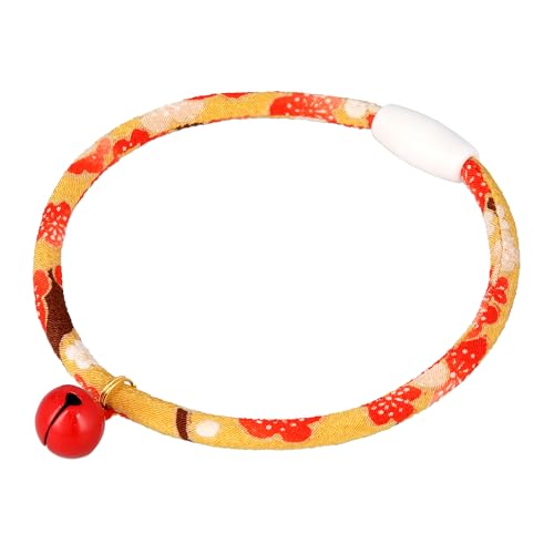 Kokoneko Honpo Katzenhalsband, Sicherheit Sicherheit mit Glocke, japanisches Muster, leicht, verstellbar, hergestellt in Japan, handgefertigt (rote Pflaume) von ここねこ本舗
