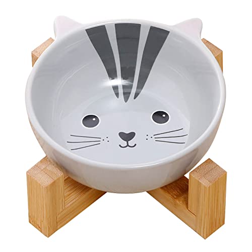 Koomiao Futternapf Katze mit Ständer,Keramik atzennäpfe Anti-rutschfe Katzenschalen Anti-Erbrechen Fressnapf für Kleine und Mittlere Katzen und Hunde (Katze) von 通用