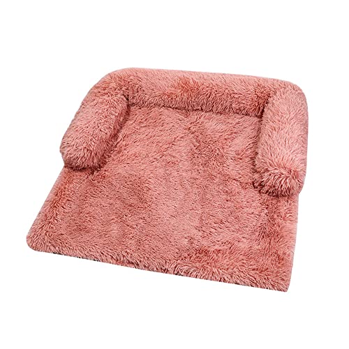 LIEMUAO Hundesofa Weiche Plüsch-Hundematte Waschbar Hundebett Herausnehmbar Haustierkissen Matratze ,Haustierbett für Hunde und Katzen (S, Rosa) von 通用