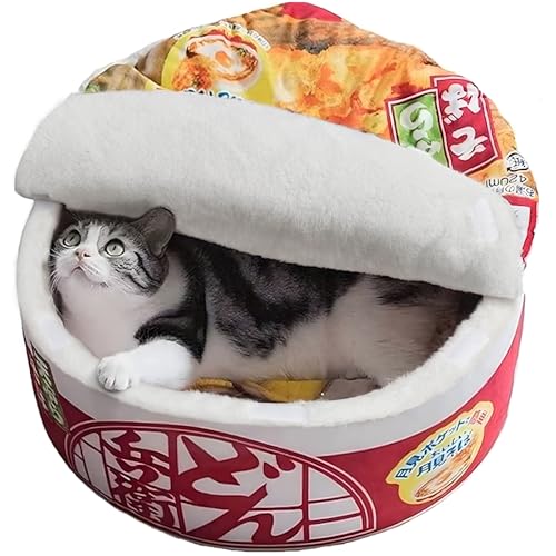 寵幸 Nudel-Hundebett, Katzenbett, Haustiersofa, hält warm und super weich, kreatives Haustiernest, wasserdichte Unterseite, abnehmbares, waschbares Kissen (rot) von 寵幸