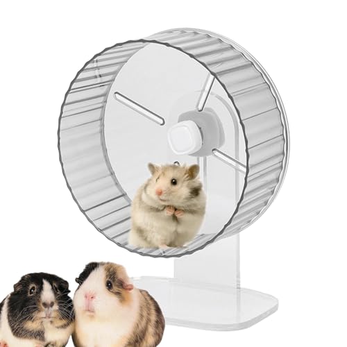 Silent Hamster Rad, Silent Chinchilla Exercise Wheel - Leise Spinner Kleintier Übungsrad - Super Leise Igel, Acryl Silent Spin mit Höhenverstellbarem Ständer für Hamster, Aretina von ノーブランド品
