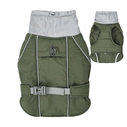 Warm und wasserdicht – Winterfest, leicht zu tragen, Rollkragen und reflektierende Jacke, wasserdichter warmer Hunde-Wintermantel aus mit Geschirr für kleine, mittelgroße und große Hunde von ノーブランド品
