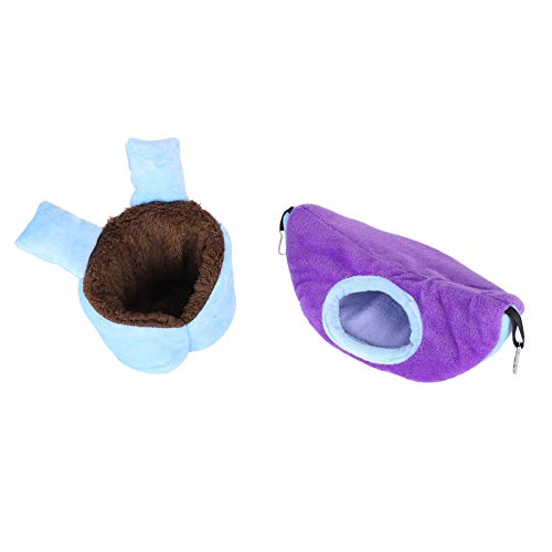 01 Hängematten-Hängebett, Hamstersofanest, weiches tragbares langlebiges Starkes für Meerschweinchenhamster(Blue Purple) von Asixxsix