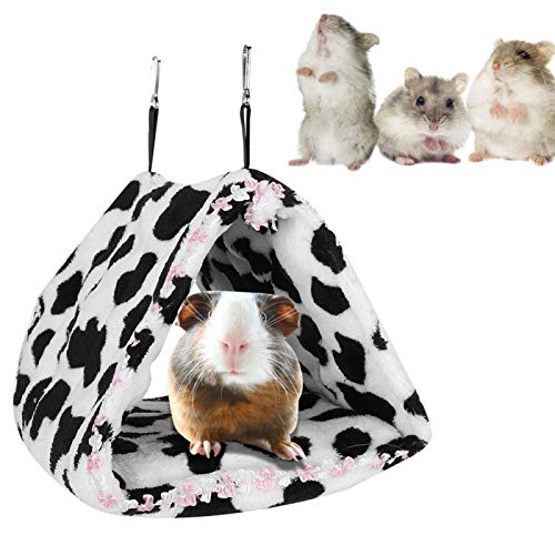 01 Hamster Hängehaus, Papagei Hängebett Hamster Hängematte Kurzes Plüsch Dreieckiges Hängehaus mit Isolierfunktion Metallhaken für Papageien für Vögel(M) von 01