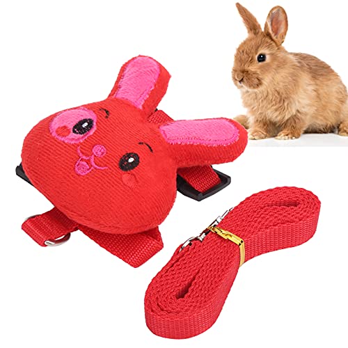 Harness Set Strapazierfähiges Nylon, Kaninchenleine Harness Set Hochwertige Edelstahl-Metallschnalle Brust-Rücken-Design ist leicht für Outdoor(Red Bunny, S Number) von 01