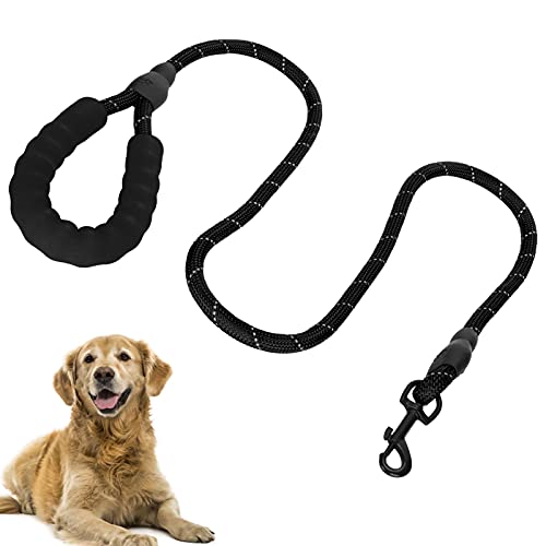 01 Haustierleine, reflektierende Hundeleine Langlebige schöne Farbe für Spaziergänge für mittlere und große Hunde(Black) von 01