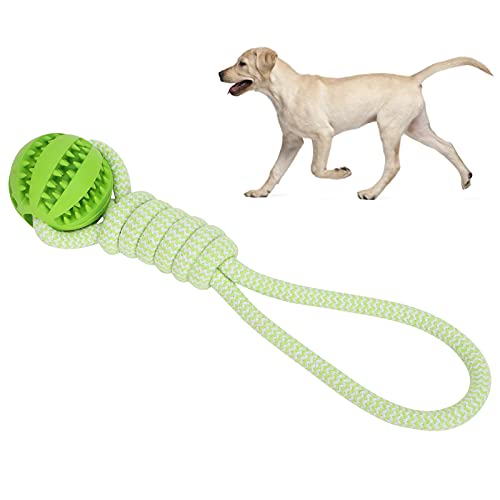 01 Hundekauball, Haustierbeißball Bissspielzeug Bissfestigkeit Snacks Lebensmittelleckage mit Ballseil für die Reinigung der Hundezähne(Green) von 01