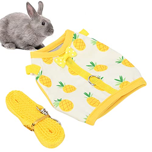 Kaninchengeschirr, niedliches kleines Hundegeschirr Netzgewebe für Chinchillas für Kaninchen für Frettchen für Meerschweinchen(L, Yellow Pineapple) von 01