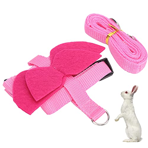 Kaninchenwestengeschirr, Kaninchengeschirr aus hochwertigem Nylon für Tiere zum Spaziergang(Pink Wings, S Number) von 01