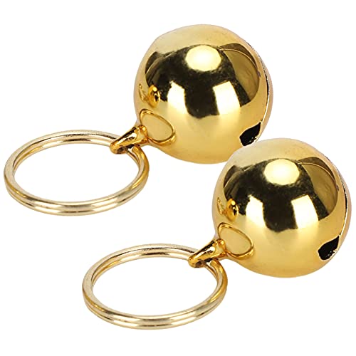01 Pet Round Bells, korrosionsbeständige verchromte Haustiere Kupferglocken glatt mit Schlüsselring für Hund für den Außenbereich(Gold) von 01