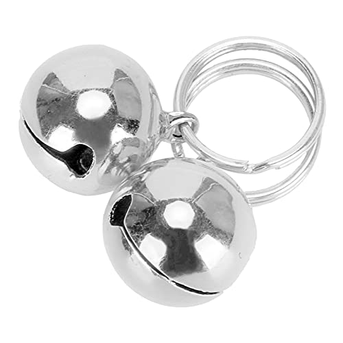 01 Pet Round Bells, korrosionsbeständige verchromte Haustiere Kupferglocken glatt mit Schlüsselring für Hund für den Außenbereich(Silver) von 01