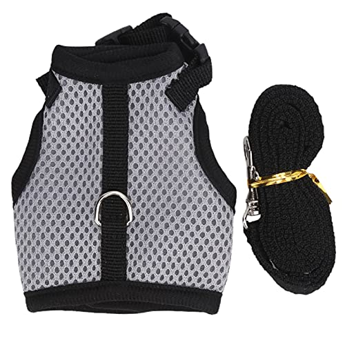 Small Pet Mesh Atmungsaktive Traktion, breite Anwendung Pet Mesh Brustrücken Einfach zu tragen Strapazierfähiges Mesh-Material mit starker Luftdurchlässigkeit für Spaziergänge(L, Grey) von 01