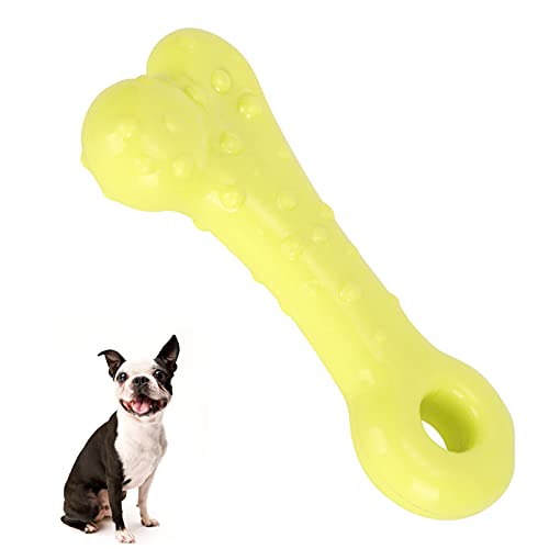01 Welpen-Zahnspielzeug, umweltfreundliches knochenförmiges Kauspielzeug Haustierspielzeug lustig robust für die Zahnpflege(Small Bones-Yellow) von 01