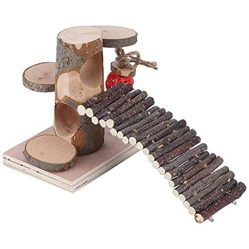 Hamster-Kletterspielzeug, verschleißfeste Hamster-Spielplattform Kleintierholzplattform für Haustierspiele von 01