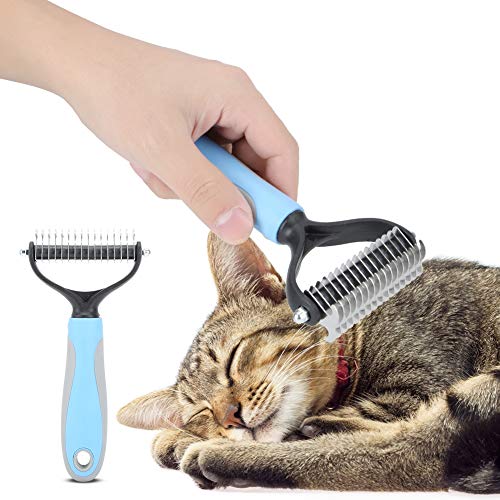 03 Haarknotenkamm, Haarbürste Hundepflege, Tierhaarbürste, Pflegewerkzeug Enthaarungsbürste für Hunde für Welpen(Blue, Large) von 03