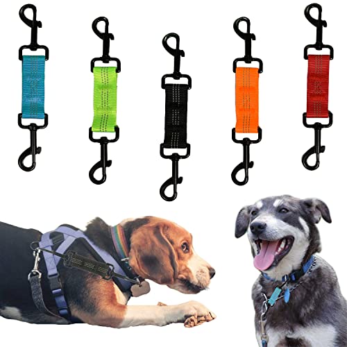 Hundehalsband-Clip, Sicherheitsleine, Clip, Zinkenhalsband, Backup-Hundegeschirr zum Halsband, Sicherheitsclip, 5 Stück, Verbindungsstück mit doppelseitigem Ende, Rückfahrverschluss von 1 one enjoy