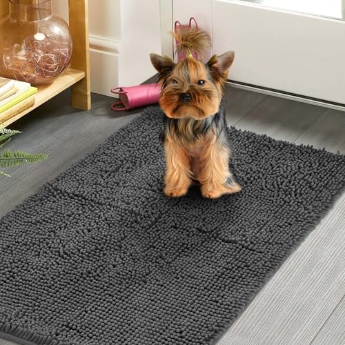 100pointONE Hunde-Fußmatte für den Innenbereich, 76,2 x 121,9 cm, saugfähige und schnell trocknende Schlammmatte für Hunde, rutschfest, waschbar, Eingangsteppich, weicher dicker Chenille, von 100pointONE