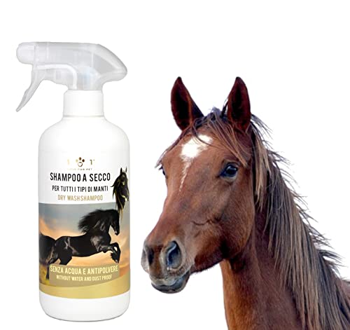 Natürliches Trockenshampoo für Pferde, 500 ml – Shampoo Conditioner Spray kein Wasser oder Spülen erforderlich - für eine schnelle und effektive Reinigung, geeignet für alle Manties - Linea 101 von 101 love for pet