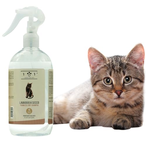 Natürliches und pflanzliches Trockenshampoo für Katzen – ohne Wasser oder Ausspülen – für eine effektive chemische Reinigung, Linie 101 (500 ml) von 101 love for pet