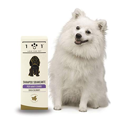 Natural Whitening Shampoo für Hunde, 250ml - für helles oder weißes Fell - Geeignet für Hunde mit langem oder kurzem Haar wie Malteser, Pudel, Bichon Frise, Shih Tzu etc... - Linea 101 von 101 love for pet