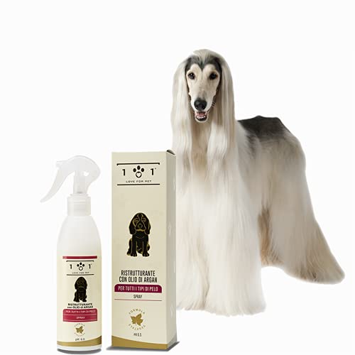 Restrukturierend für das Fell mit natürlichem Arganöl, für Hunde oder Katzen, 250ml - Regeneriert trockenes und brüchiges Fell- Polieren und Entwirren - Für alle Haartypen geeignet - Linea 101 von 101 love for pet