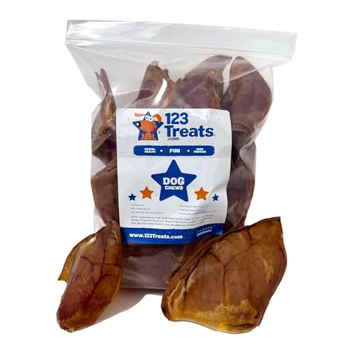 123 Treats Große Schweineohren für Hunde Qualitäts-Hundekauartikel 100% natürliche Schweineohren voller Protein für Ihr Haustier (30 Stück) von 123 Treats