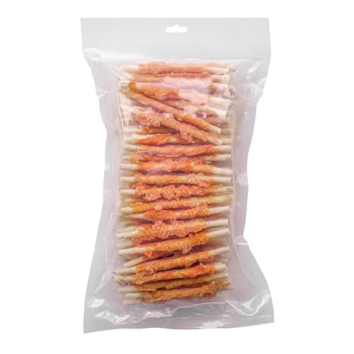 123... Hund dabei! - Hähnchenfilet Kaurolle 100 Stück - Kaustange mit Huhn - Hundesnack - Kaustangen für Hunde - Kaurollen für Hunde - Kaustange mit Hühnchen (900g (ca. 100 Stück)) von 123... Hund dabei!