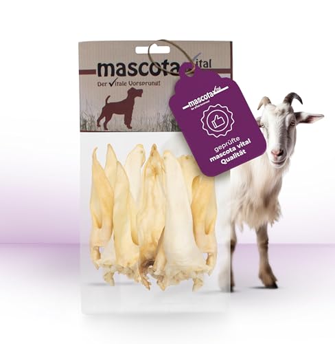 mascota vital - Getrocknete Ziegenohren für Hunde – 100% Natürlicher Kausnack, Schonend Getrocknet, Ohne Zusatzstoffe, Fördert Zahngesundheit & Langanhaltenden Kauspaß von 123... Hund dabei!