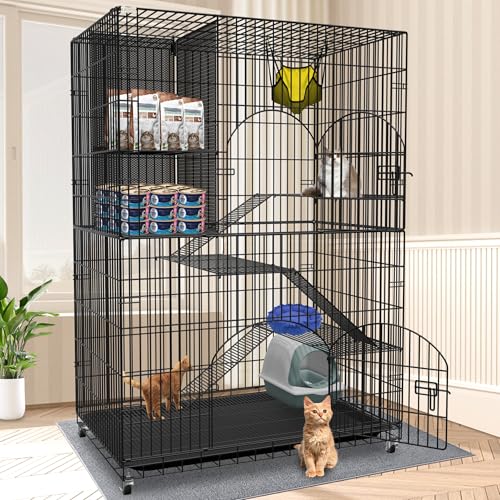 1R2P3I Katzenkäfige für den Innenbereich, 4-stöckig, extra großer Katzenkäfig mit Aufbewahrungswürfel, Outdoor-Katzengehege mit 2 Türen, Frettchenkäfig, Katzenlaufstall, faltbar, Metall, 102 cm L x 70 1R2P3I Katzenkäfige für den Innenbereich, 4-stöckig, extra großer Katzenkäfig mit Aufbewahrungswürfel, Outdoor-Katzengehege mit 2 Türen, Frettchenkäfig, Katzenlaufstall, faltbar, Metall, 102 cm L x 70 von 1R2P3I