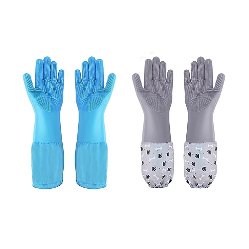 1TO3GO Haustier Fellpflege Handschuhe Tierhaarentferner Katze, Hund Waschhandschuhe Silikon Hitzebeständige Reinigungshandschuhe mit hochdichter Zahnpflege Handschuhe für Hunde, Katzen, Pferde (2 Paar 1TO3GO Haustier Fellpflege Handschuhe Tierhaarentferner Katze, Hund Waschhandschuhe Silikon Hitzebeständige Reinigungshandschuhe mit hochdichter Zahnpflege Handschuhe für Hunde, Katzen, Pferde (2 Paar von 1TO3GO