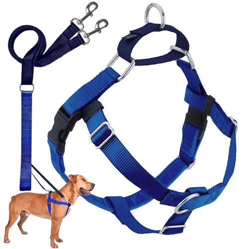2 Hounds Design Freedom No Pull Hundegeschirr mit Leine, verstellbar, sanfte und Bequeme Kontrolle für einfaches Gassigehen mit dem Hund, für kleine, LG (Chest 28"- 32"), königsblau von 2 Hounds Design