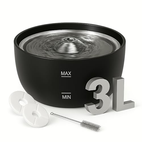 Trinkbrunnen für Katzen, 3 l, mit Deckel aus Edelstahl – leiser Wasserspender für Katzen und Hunde aller Größen – LED Wasserstufe, spülmaschinenfest – 2 Filter + Bürste im Lieferumfang enthalten Trinkbrunnen für Katzen, 3 l, mit Deckel aus Edelstahl – leiser Wasserspender für Katzen und Hunde aller Größen – LED Wasserstufe, spülmaschinenfest – 2 Filter + Bürste im Lieferumfang enthalten von 20ofJoy