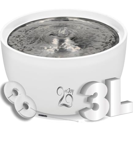 Trinkbrunnen für Katzen, 3 l, mit Deckel aus Edelstahl, leise, automatischer Wasserspender für Haustiere mit Füllstandsanzeige, 2 Aktivkohlefilter weiß Trinkbrunnen für Katzen, 3 l, mit Deckel aus Edelstahl, leise, automatischer Wasserspender für Haustiere mit Füllstandsanzeige, 2 Aktivkohlefilter weiß von 20ofJoy