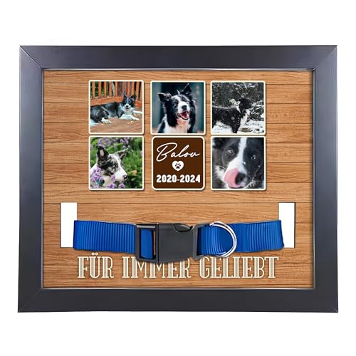 22Feels (Bedruckt Hund Bilderrahmen Erinnerung mit Halsband Holz Personalisiertes Andenken an verstorbenes Haustier Vierbeiner Tot Kondolenz Geschenk (mit Foto und Daten) von 22Feels