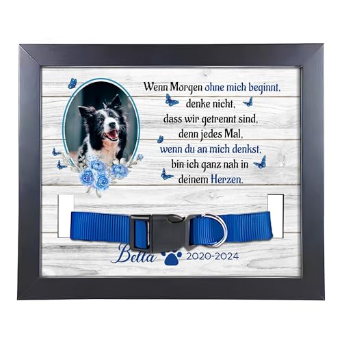 22Feels (Bedruckt Hund Bilderrahmen Erinnerung mit Halsband Holz Personalisiertes Andenken an verstorbenes Haustier Vierbeiner Tot Kondolenz Geschenk (mit Foto und Daten) von 22Feels