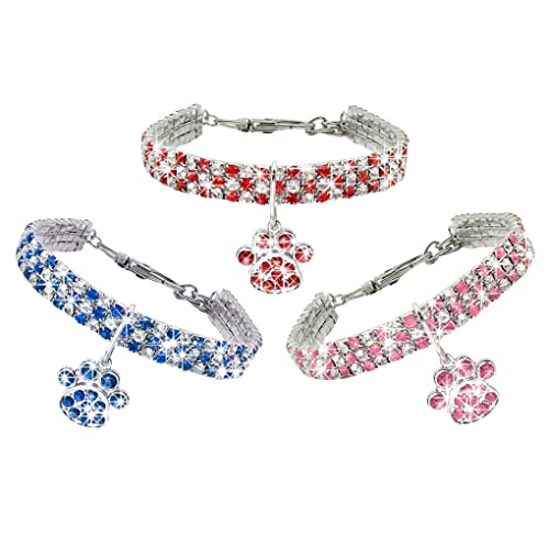 3 Stück Haustierhalsband Kristall Halskette Geburtstagsfeier Dekoration Mode Funkelndes Kleintier Schmuckset Zubehör, M von 22Wenbeseung