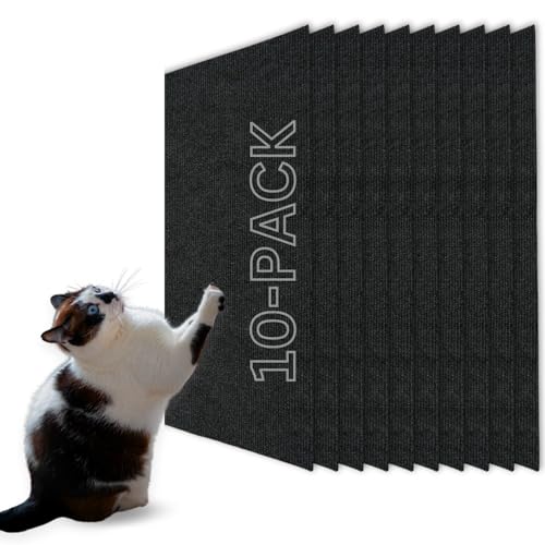 Katzenkratzmatte (Schwarz, 10er-Pack), 60 x 30 cm, vielseitiger selbstklebender Ersatz, einfache Verwendung für Kratzbäume, Katzenwandmöbel, Kratzbäume und Couch-Schutz, Schwarz von 2ME